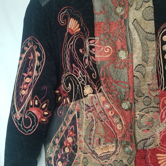 Vtg Alex Kim Jacket Womens Petite Large Patchwork Art to Wear Tapestry Blazer - Picture 4 of 10
